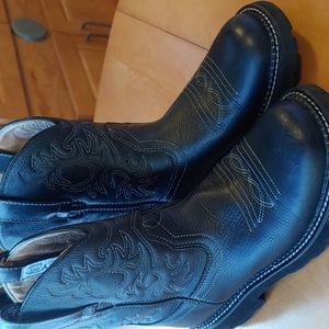 Ariat FatBaby Stitched Black All Leather Boots Size 9.5B